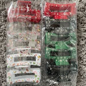 Festive Hair Claw Clips Set
